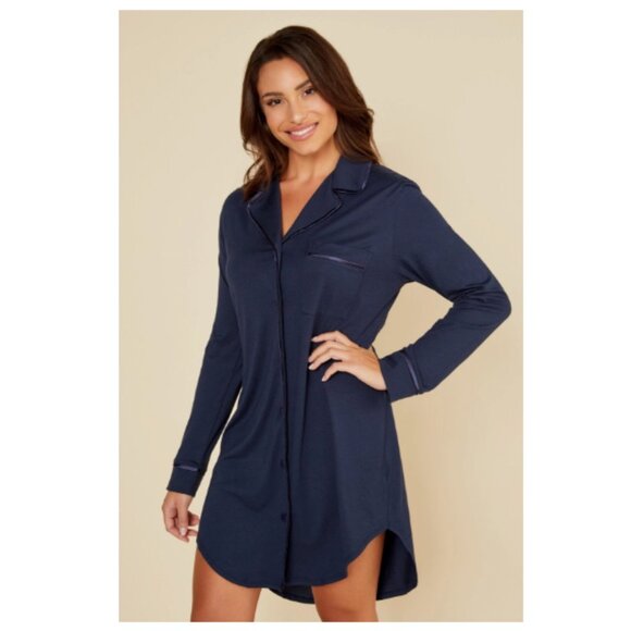 New! COSABELLA Navy Bella Pima Cotton & Modal Sleep Shirt Women's Size 1X - Picture 2 of 10
